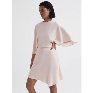 NEW REISS Christy Cape Asymmetrical Mini Dress Nude